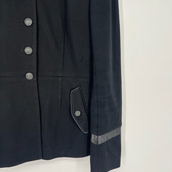 Rag & Bone Jacket Women 2 Black Military Structured Sophisticated Leather Accent - Picture 3 of 10